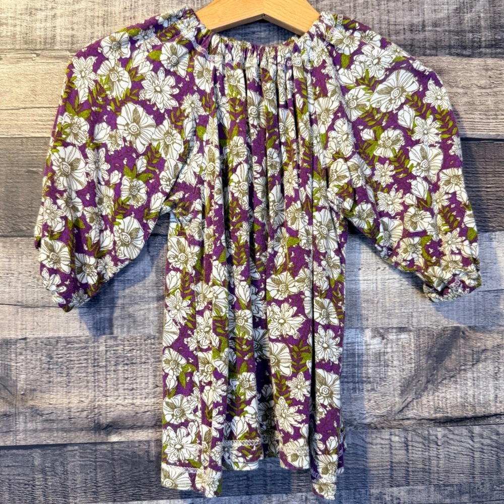 Milkbarn Baby Bamboo Purple White Floral Long Sleeve Tunic Top 12-18 Months Boho